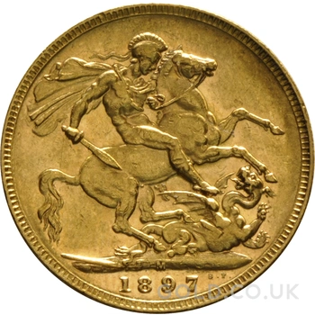 1897 Gold Sovereign Coin Queen Victoria Old Head Melbourne