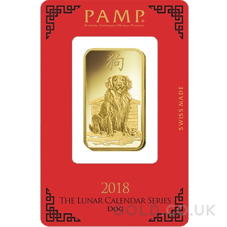 PAMP 1oz 2018 Year of the Dog Gold Bar