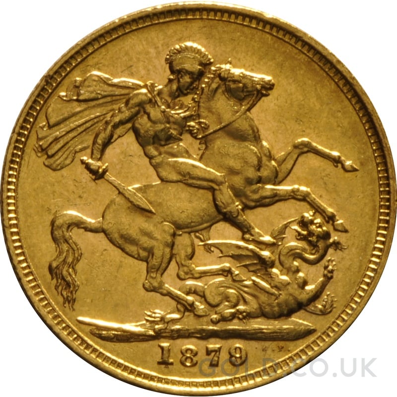 1879 Gold Sovereign Coin Queen Victoria Young Head Melbourne