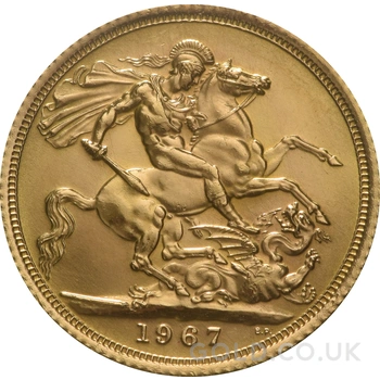 1967 Gold Sovereign Coin Elizabeth II Young Head