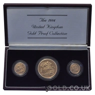 1984 Gold Proof Sovereign Elizabeth II Three Coin Boxed Set