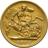1894 Victoria  Old Head Gold Half Sovereign (London Mint)