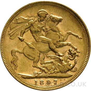 1897 Gold Sovereign Coin Queen Victoria Old Head Melbourne