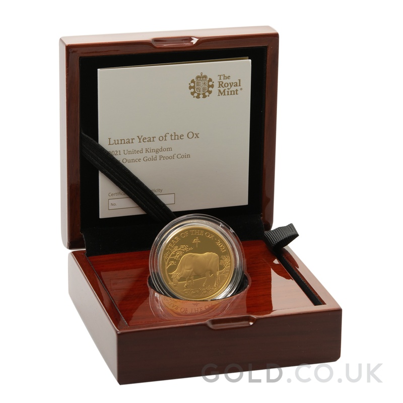 2021 Royal Mint 1oz Year of the Ox Proof Gold Coin Boxed