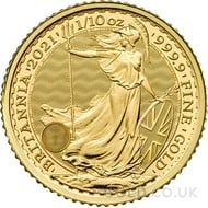 Tenth Ounce Gold Britannia Coin (2021)