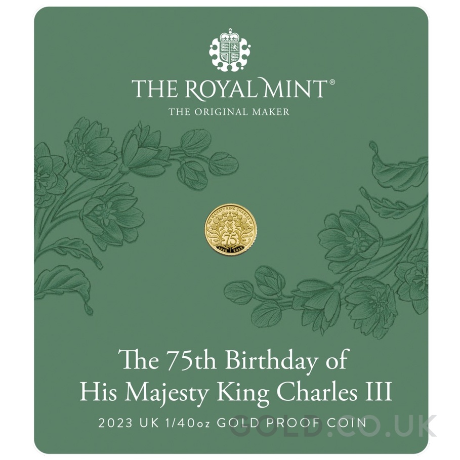 2023 75th Birthday of King Charles III 1/40oz Gold Proof Coin
