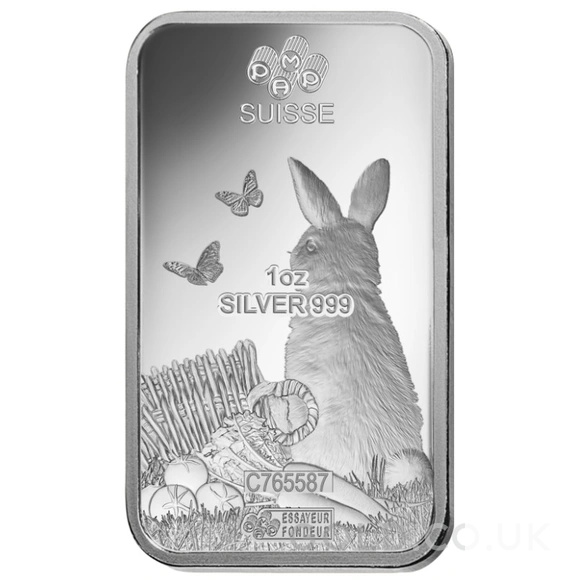 1oz Silver Bar 2023 Year of the Rabbit PAMP