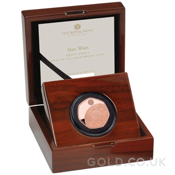 2024 50p Star Wars Death Star Proof Gold Coin Boxed
