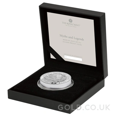 2023 Proof Merlin Silver Coin Myths & Legends 2oz Boxed