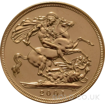 2001 Gold Sovereign Coin Elizabeth II Fourth Head