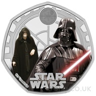 Darth Vader & Emperor Palpatine Fifty Pence Proof Silver Coin Boxed (2023)