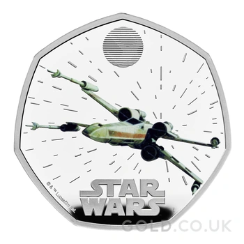 2024 50p X-Wing Star Wars Proof Silver Coin Boxed