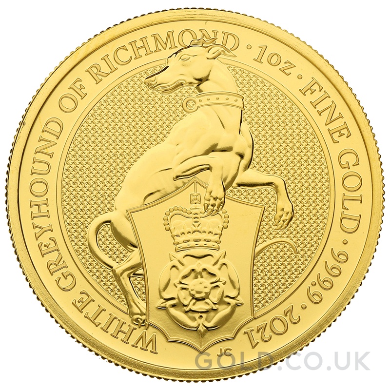 2021 1oz White Greyhound of Richmond Gold Coin Queen's Beasts