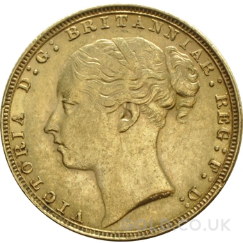 1880 Gold Sovereign Coin Queen Victoria Young Head