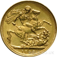 1893 Gold Sovereign Coin Victoria (S)