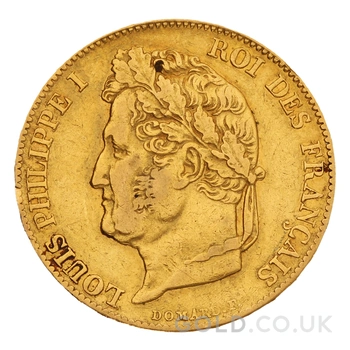 1847 French 20 Francs Gold Coin Louis-Philippe Laureate Head A
