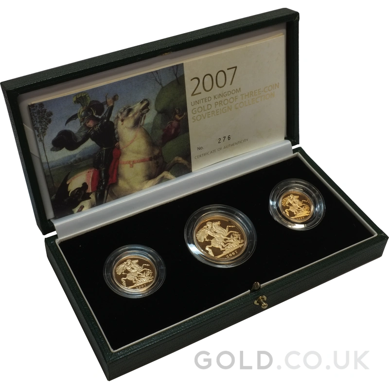 2007 Proof Gold Sovereign 3 Coin Set Boxed