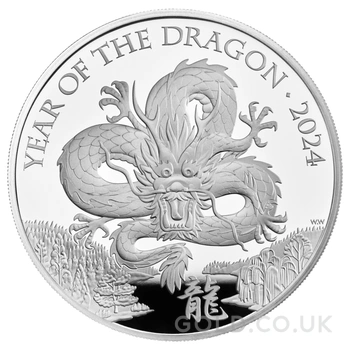 2024 Royal Mint 1oz Year of the Dragon Proof Silver Coin Boxed