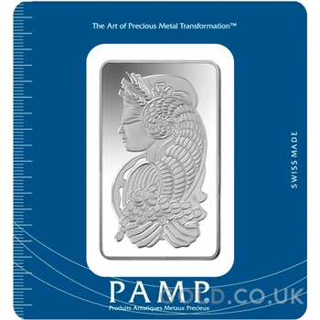 100g Silver Bar PAMP Lady Fortuna Minted