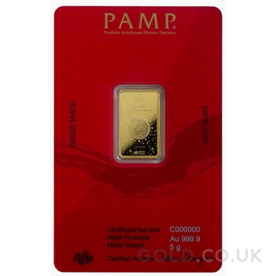 5g Gold Bar 2024 Year of the Dragon PAMP