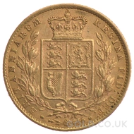 Gold Sovereign Coin Victoria Young Head Shield Back