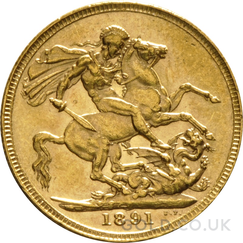 1891 Gold Sovereign Coin Queen Victoria Jubilee Head