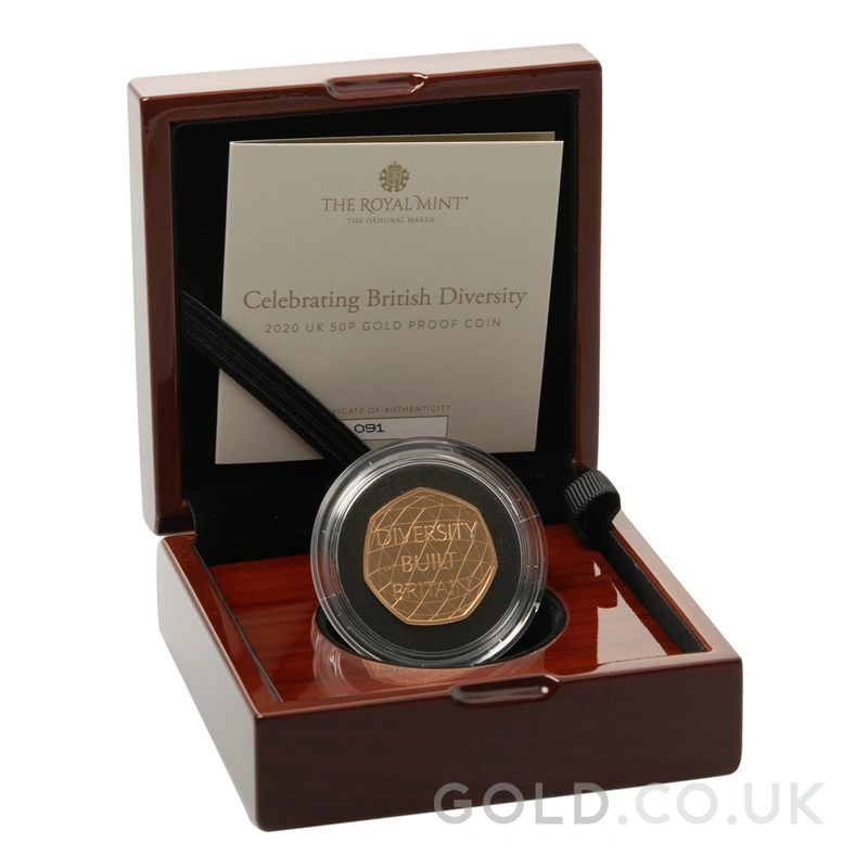 2020 Celebrating Diversity Fifty Pence 50p Proof Gold Coin Boxed