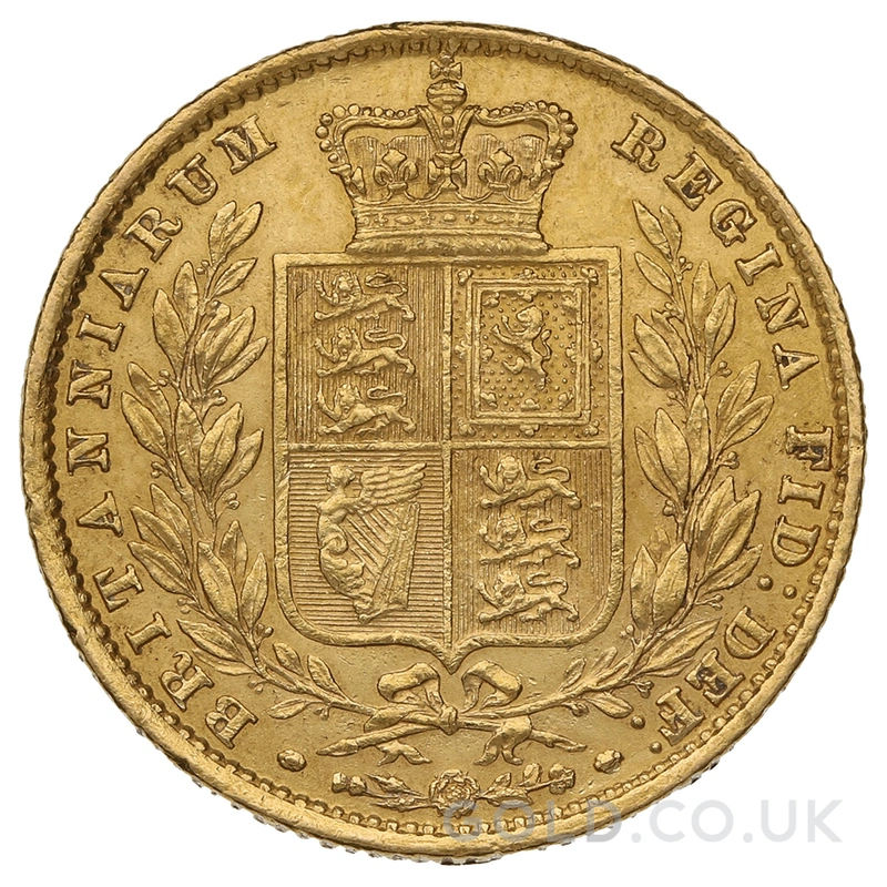 1862 Gold Sovereign Coin Queen Victoria Young Head Shield Back