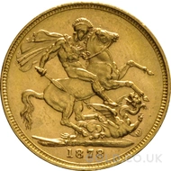 1878 Gold Sovereign Coin Victoria (M)