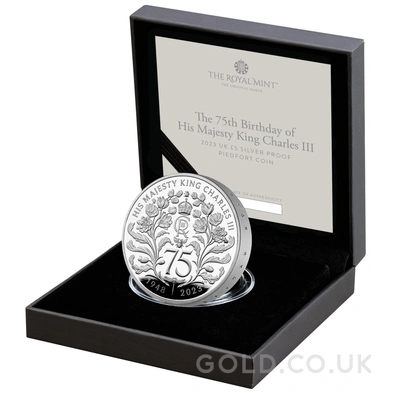 2023 75th Birthday of King Charles III £5 Silver Crown Proof Piedfort Coin Boxed