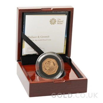 2019 Wallace and Gromit Fifty Pence 50p Proof Gold Coin Boxed