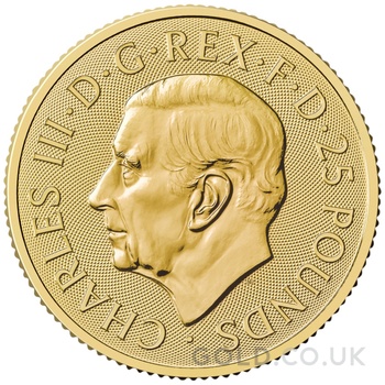 Tube of 25 2025 Quarter Ounce Britannia Gold Coins