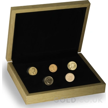 5 x Gold Sovereign Portrait Set Gift Boxed