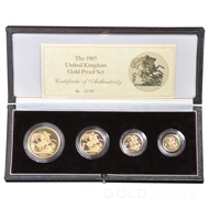 1985 Gold Proof Sovereign Elizabeth II Four Coin Boxed Set