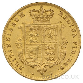 1867 Gold Half Sovereign Queen Victoria Young Head Shield Back