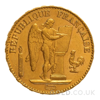 1897 French 20 Francs Gold Coin Guardian Angel A