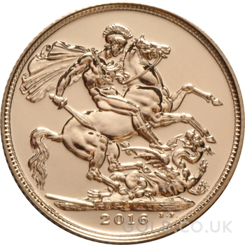 2016 Gold Sovereign Coin Elizabeth II Fifth Head