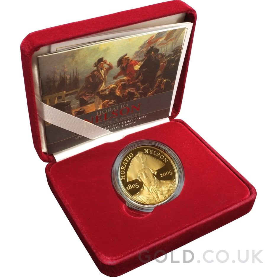 2005 Proof £5 Gold Crown Coin Horatio Nelson Boxed