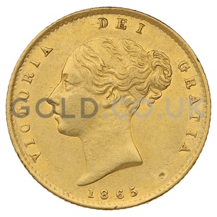 1865 Victoria Young Head Shield Back Gold Half Sovereign (London Mint)
