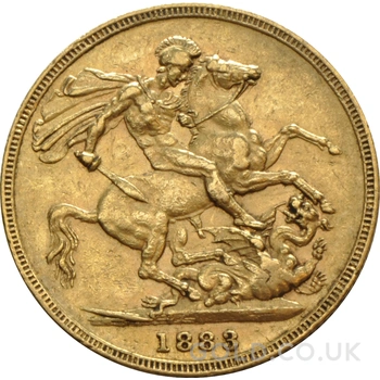 1883 Gold Sovereign Coin Queen Victoria Young Head Melbourne