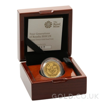 2018 1/4oz Four Generations of Royalty Proof Gold Coin Boxed