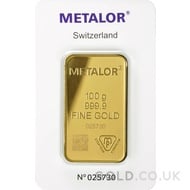 100g Metalor Gold Bar