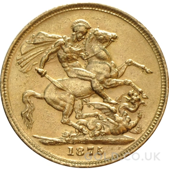 1875 Gold Sovereign Coin Queen Victoria Young Head Sydney