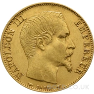 Gold 20 French Francs Napoleon III Bare Head Best Value