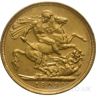 1909 Gold Sovereign Coin Edward VII (S)