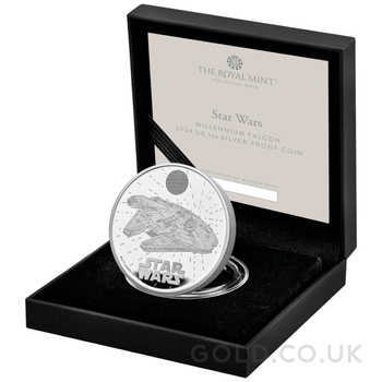 2024 1oz Millennium Falcon Star Wars Proof Silver Coin Boxed