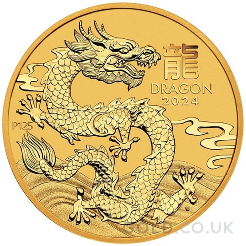 2024 Year of the Dragon Gold Coin 1/2oz Perth Mint Australian Lunar Series