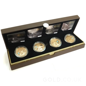 Countdown to London 2012 Gold Proof £5 Crown four coin set Boxed