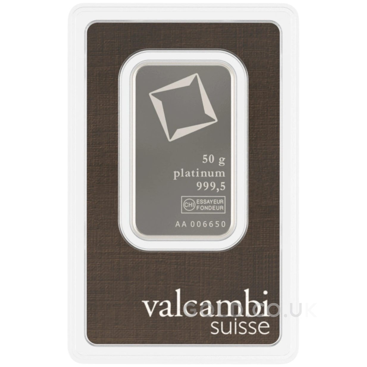 50g Platinum Bar Valcambi Minted