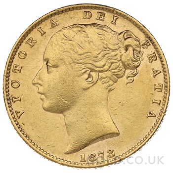 1873 Gold Sovereign Coin Queen Victoria Young Head Shield Back Sydney